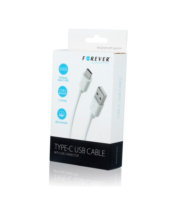 Forever kabelis USB - USB-C 1,0 m 2A baltas