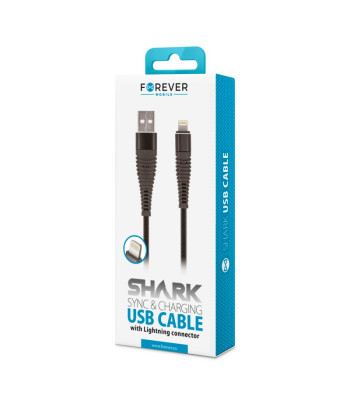 Forever Shark kabelis USB - Lightning 1,0 m 2A juodas