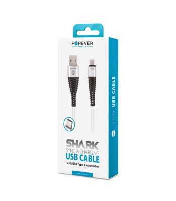 Forever Shark kabelis USB - USB-C 1,0 m 2A baltas
