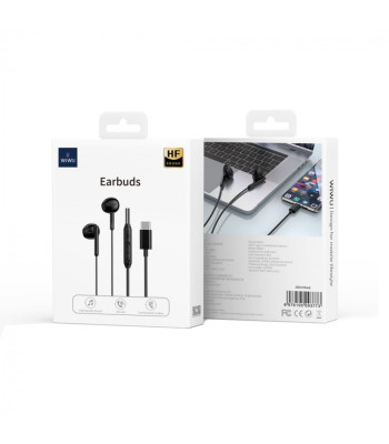 WIWU laidinės ausinės EB314 USB-C, baltos spalvos