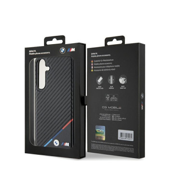 BMW dėklas for Samsung Galaxy S24 black automobilinisbon Tricolor Line MagSafe