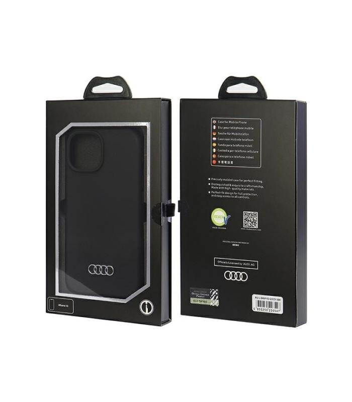Audi dėklas for iPhone 15 / 14 / 13 black Silicone dėklas
