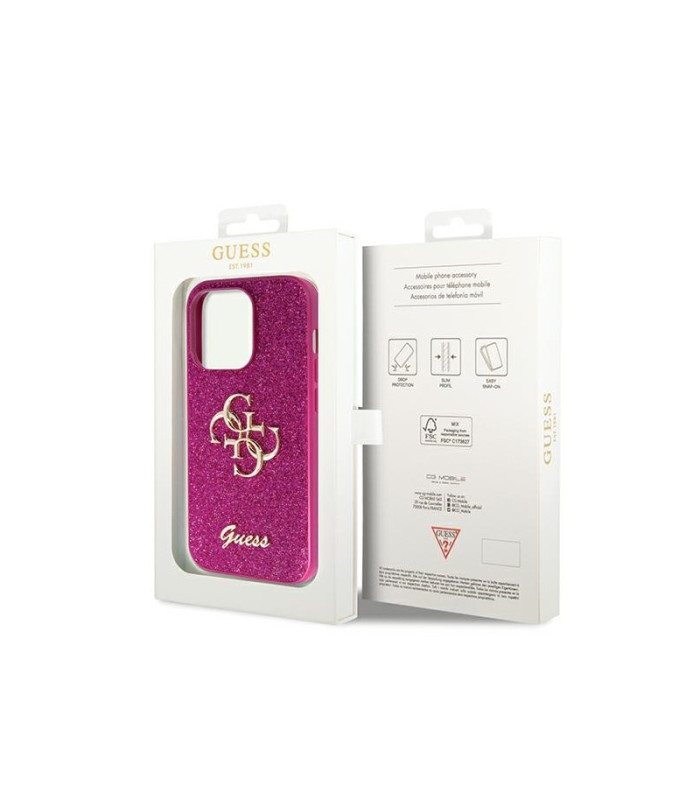 Guess dėklas for iPhone 15 Pro Max 6,7 GUHCP15LHG4SGU HC FIXED GLITTER BIG 4G PURPLE