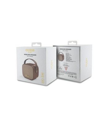 Guess Bluetooth garsiakalbis GUWSB2P4SMW garsiakalbis brown 4G Leather Script Logo with Strap