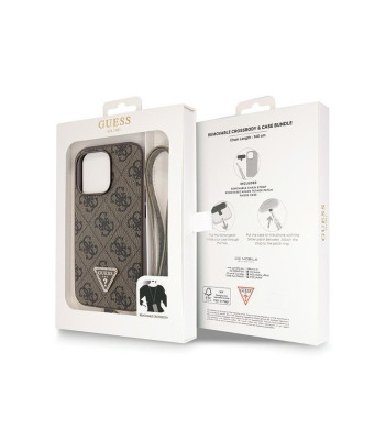 Guess dėklas for iPhone 13 Pro 6,1 GUHCP13LP4TDSCPW brown HC PU Leather Metal Logo Strass Crossbody