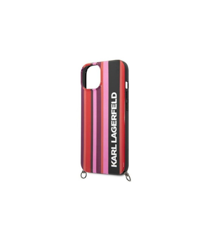 Karl Lagefeld dėklas for iPhone 14 6,1 KLHCP14SSTSTP pink harddėklas Color Stripes Strap