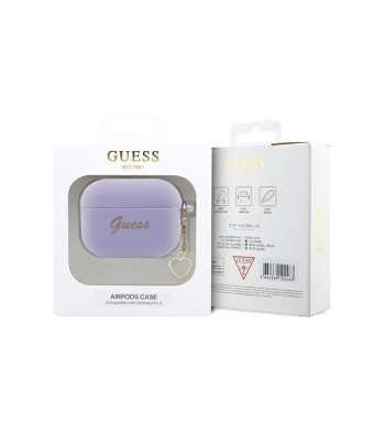 Guess dėklas for AirPods Pro 2 GUAP2LSCHSU purple Silicone Heart Charm