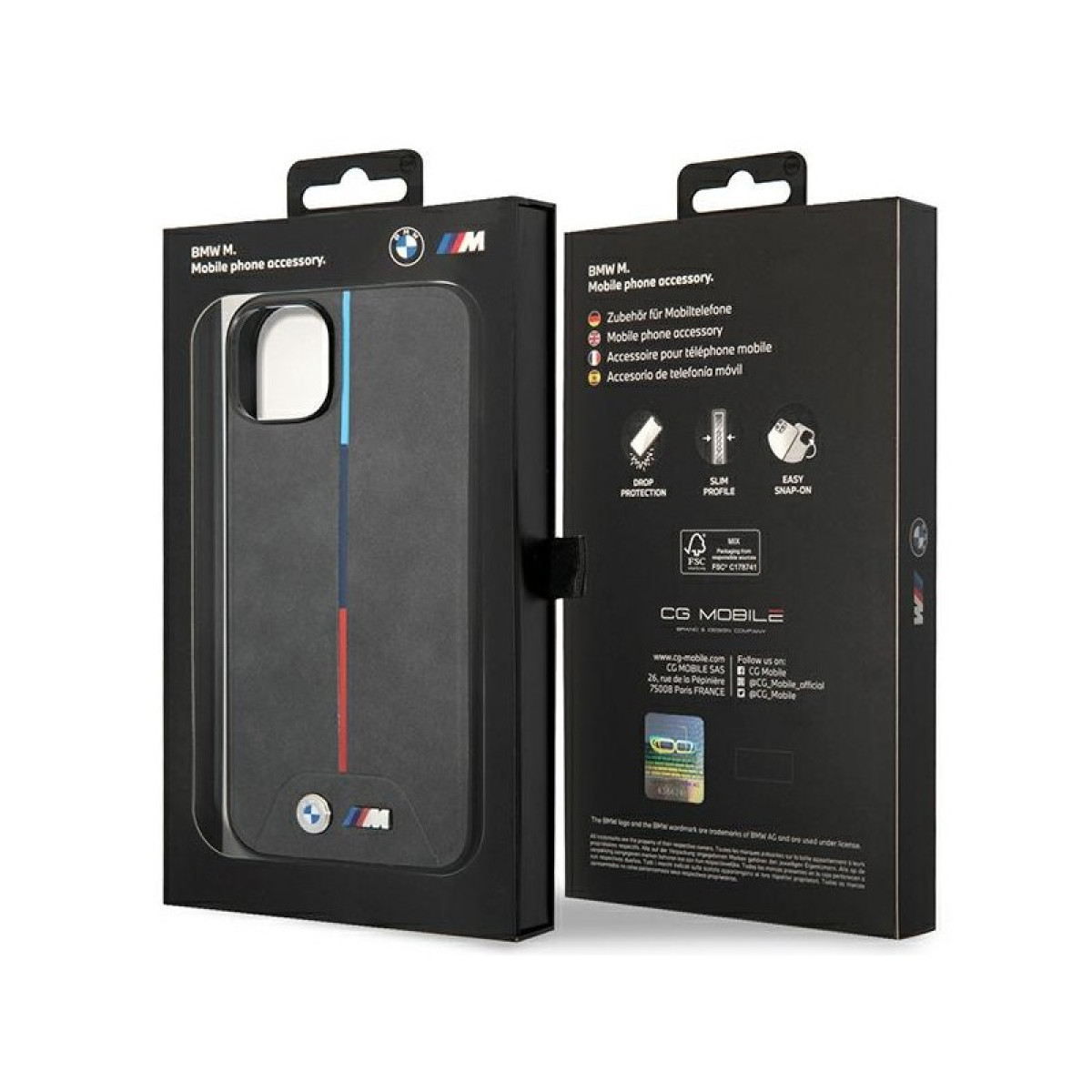 BMW dėklas for iPhone 14 Plus 6,7 BMHMP14M22PVTA grey hard dėklas Quilted Tricolor MagSafe