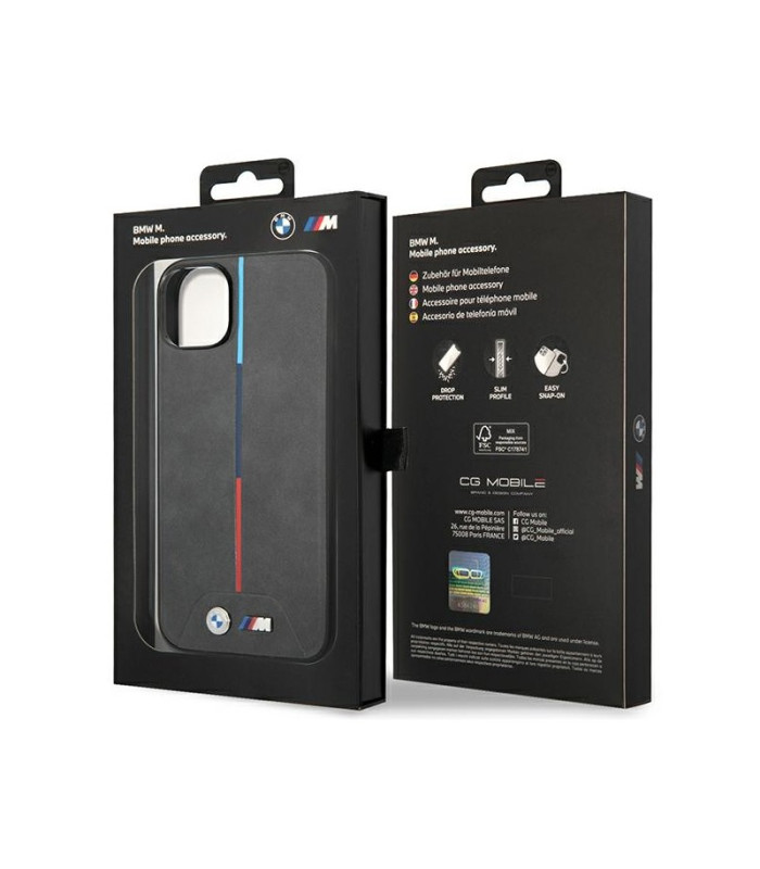 BMW dėklas for iPhone 14 Plus 6,7 BMHMP14M22PVTA grey hard dėklas Quilted Tricolor MagSafe