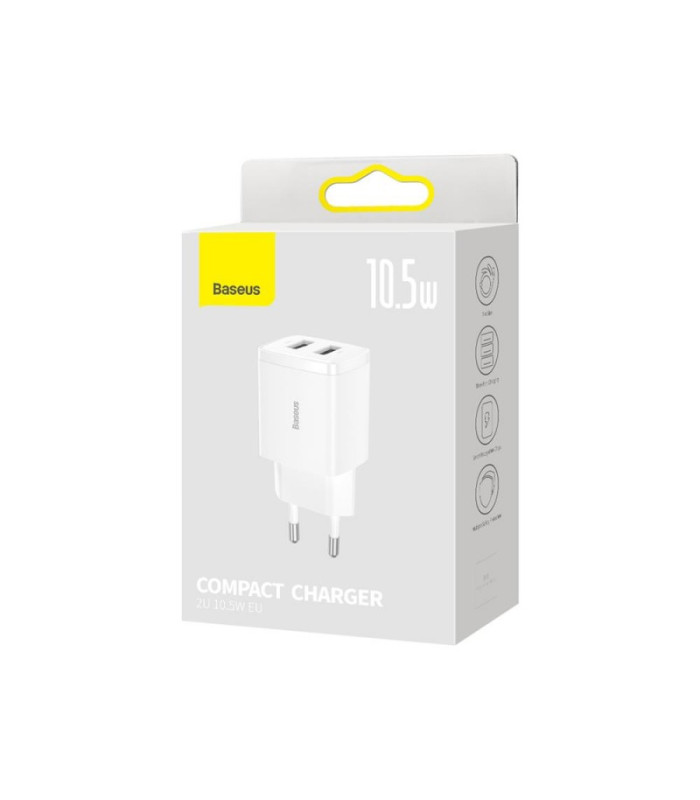 Baseus wall įkroviklis Compact 2 x USB white 10,5w