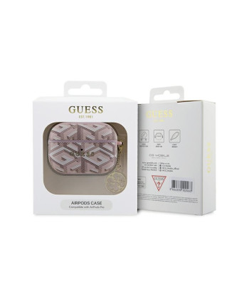 Guess dėklas for AirPods Pro GUAPPGCE4CP pink Gcube Classic Gold Logo W/Charm
