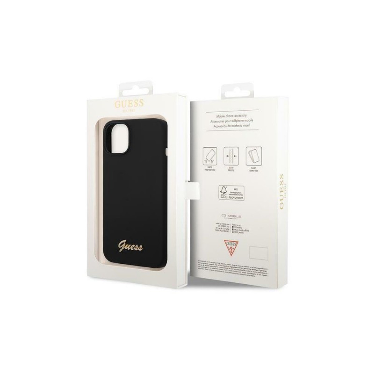 Guess dėklas for iPhone 14 Pro 6,1 GUHCP14LSLSMK black hard dėklas Silicone Vintage Gold Logo