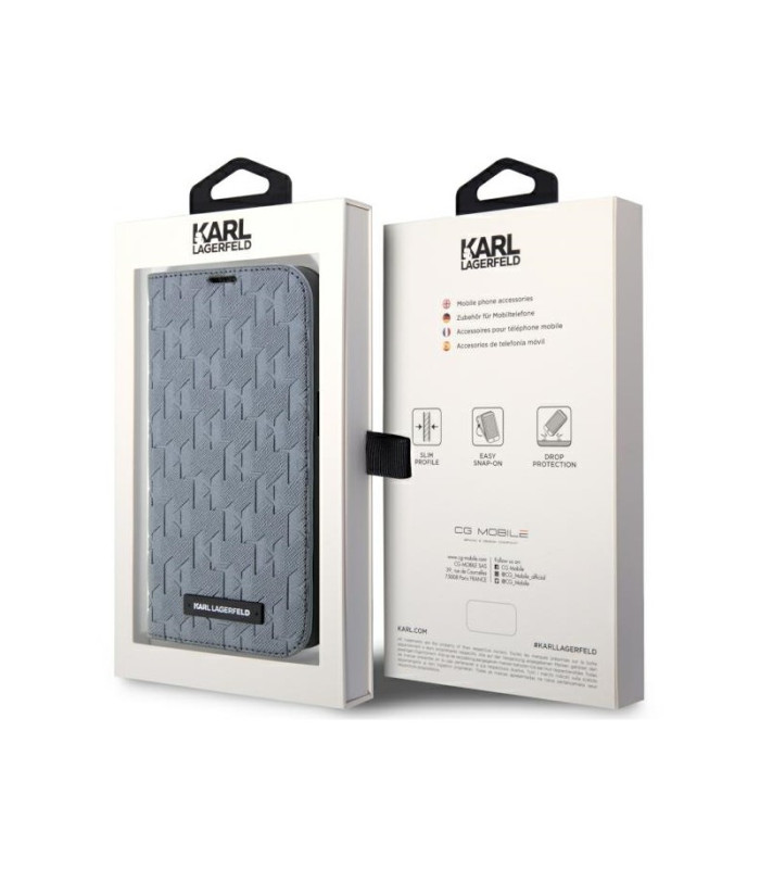 Karl Lagerfeld dėklas for iPhone 14 6,1 KLBKP14SSAKLHPG silver BT Saffiano Mono