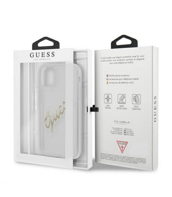Guess dėklas for iPhone 12 Pro Max 6,7 GUHCP12LKTRSVGO transparent hard dėklas Vintage Script Gold
