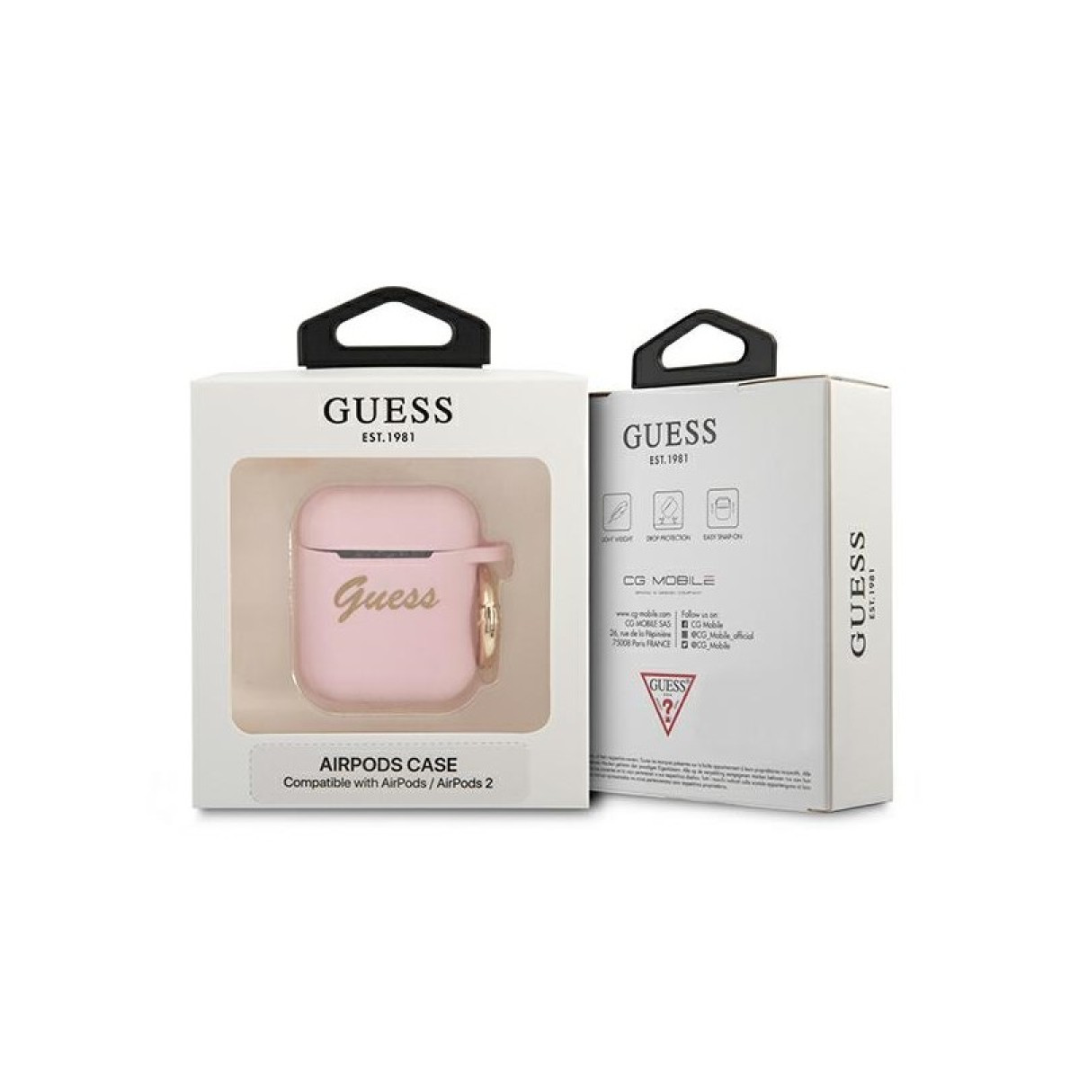 Guess dėklas, skirtas AirPods GUA2SSSI rožinis Silikoninis Vintage Script