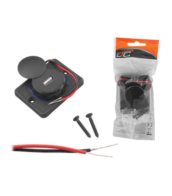 Įleidžiamas žemo profilio automobilinis įkroviklis su ištraukiamu dangčiu: USB-A 5V2,4A įėjimas: 12V24V