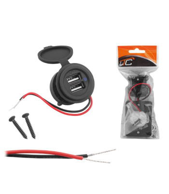 Įleidžiamas automobilio, motociklo ir valties įkroviklis su ištraukiamu dangčiu: 2xUSB-A 2x5V2,4A, vidinis: 12V24V