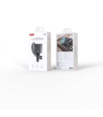 XO automobilinis įkroviklis CC62 104W 1x USB 1x USB-C pilkos spalvos, su USB-C ir Lightning kabeliu