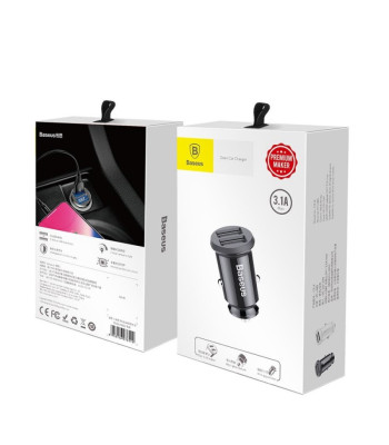 Baseus automobilinis įkroviklis Grain 2x USB 3,1A juodas