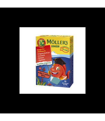 Möller’s Junior Omega-3 braškių skonio kramtomos žuvelės N45