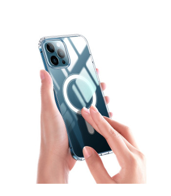 Smūgiams atsparus Mag magnetinis dėklas iPhone 16 Pro 6,3", skaidrus 1,5 mm
