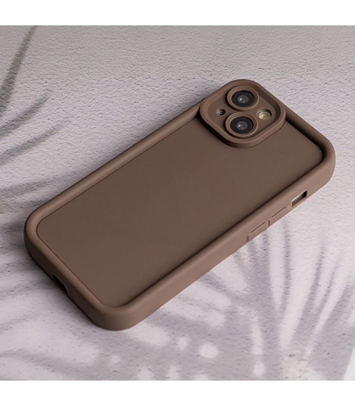 Dėklas su paaukštintais kraštais RIM TPU telefonui Samsung Galaxy S24 FE, rudos spalvos