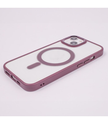 Skaidrus magnetinis satino dėklas iPhone 16 Plus" 6,7 violetinės spalvos