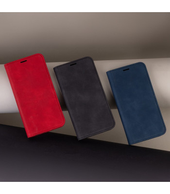 Apsauginis zomšinis dėklas knygutė Smart Suede, skirtas  iPhone 16 Plus 6,7, tamsiai mėlynas