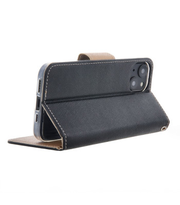 Dėklas knygutė Smart Fancy, skirtas iPhone 16 Pro 6,3, juodai auksinis