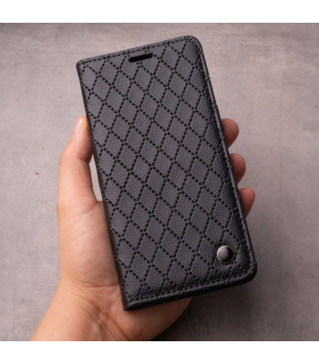 Telefono dėklas knygelė Smart Caro, skirtas Motorola Moto G34 5G, juodos spalvos