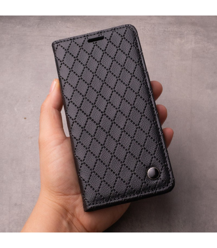 Telefono dėklas knygelė Smart Caro, skirtas Motorola Moto G34 5G, juodos spalvos