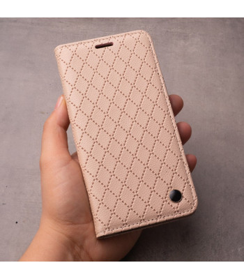 Telefono dėklas knygelė Smart Caro, skirtas Xiaomi Redmi A3 4G (global), smėlio spalvos