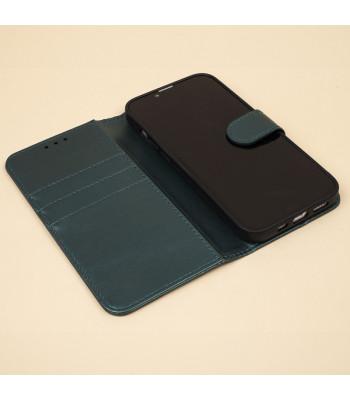 Dėklas knygelė Smart Classic telefonui iPhone 16 6,1 tamsiai žalias