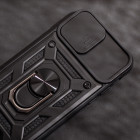 Apsauginis dėklas su pirštų laikikliu, skirtas iPhone 16 Pro 6,3, juodas