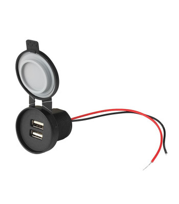Vandeniui atsparus automobilio, motociklo ir valties įkroviklis, išėjimas: 2xUSB-A 2x5V2,4A įėjimas: 12V24V IP67