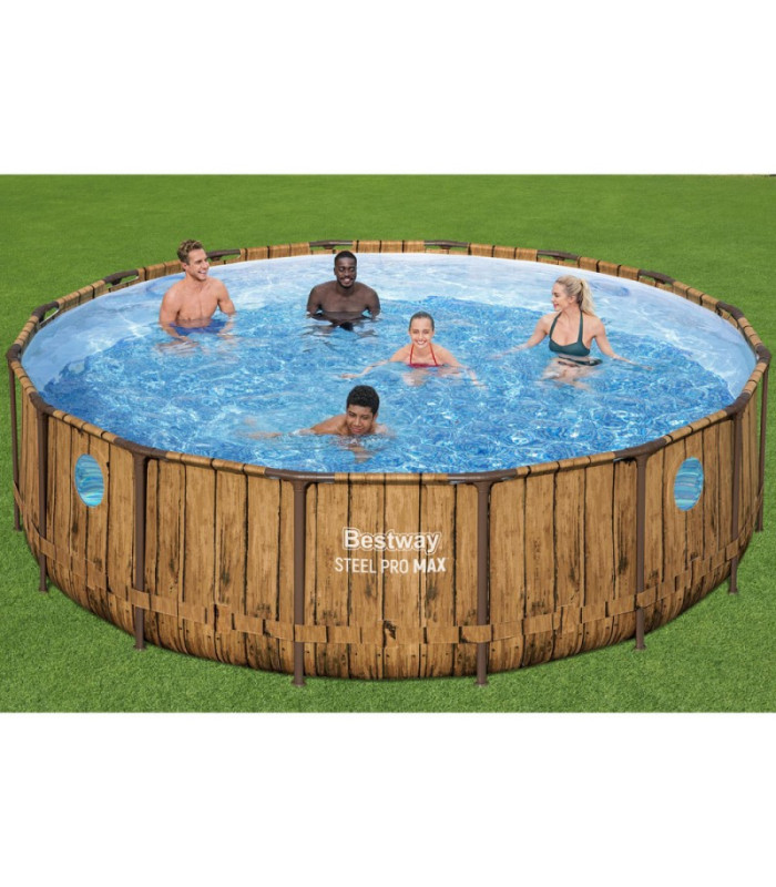 "Bestway" rėmo baseino medinis 488x122 langų siurblio kopėčių dangtis 56725