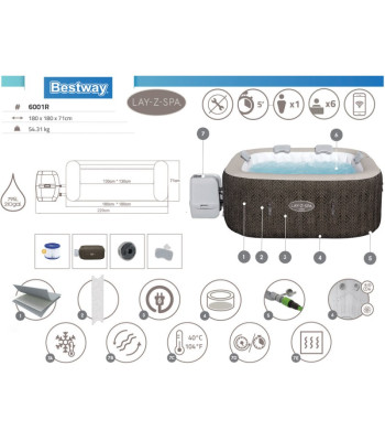 "Bestway Lay-Z-Spa Cabo HydrotJet 6 hidromasažas 4-6 žmonėms WiFi programa 6001R