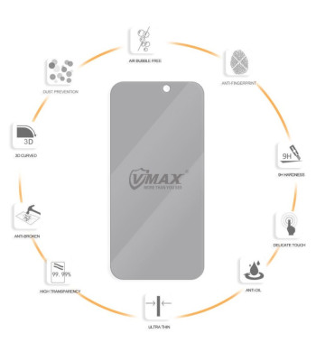 "Vmax" grūdintas stiklas 0,33 mm 2,5D labai skaidrus privatumo stiklas, skirtas "iPhone 7 / 8 / SE2020 / SE2022