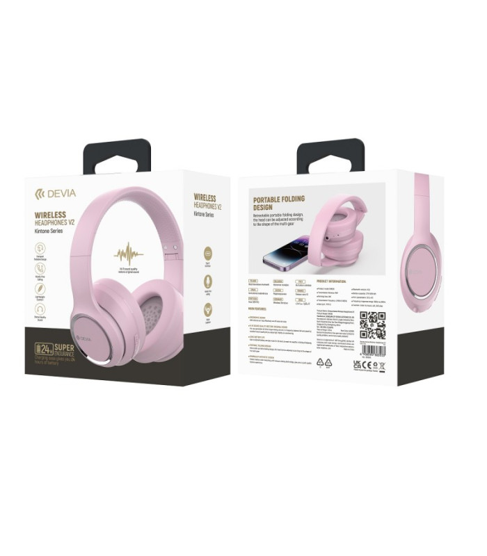 "Devia" "Bluetooth" ausinės Kintone pink