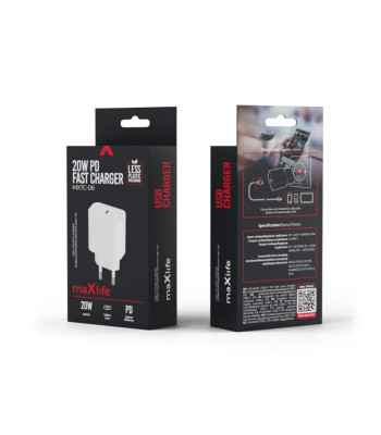 "Maxlife MXTC-06 PD QC įkroviklis 1x USB-C 20W, baltas