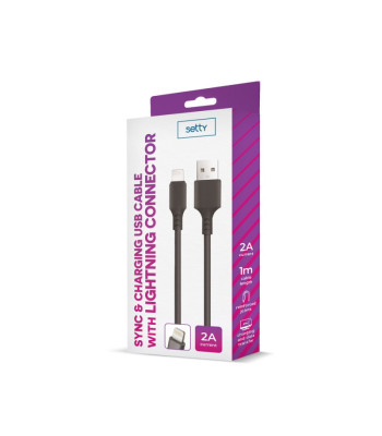 "Setty" kabelis USB - "Lightning" 1,0 m 2A juodas NAUJIENA