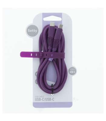 "Setty" kabelis USB-C - USB-C 1,5 m 2,1A KSC-C-1.5219 purpurinės spalvos