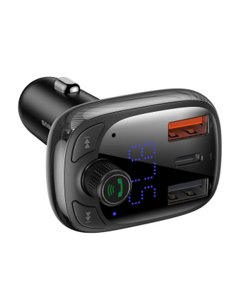 "Baseus" siųstuvas FM T formos S-13 "Bluetooth" MP3 automobilinis įkroviklis juodas
