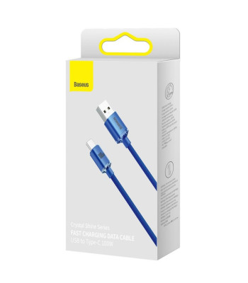 "Baseus" kabelis Crystal Shine USB - USB-C 2,0 m 100W mėlynas