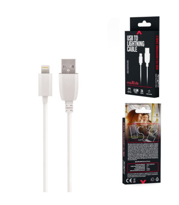 "Maxlife" USB - "Lightning" kabelis 0,5 m 2A, baltas