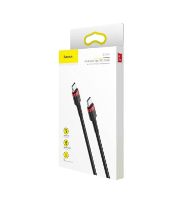 "Baseus" kabelis Cafule PD USB-C - USB-C 2,0 m raudonai juodas 60W