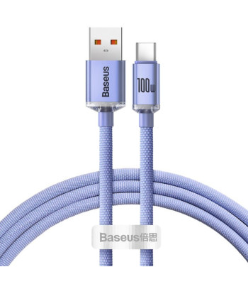 "Baseus" kabelis "Crystal Shine" USB - USB-C 1,2 m 100 W violetinės spalvos