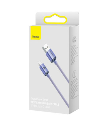 "Baseus" kabelis Crystal Shine USB - USB-C 2,0 m 100W violetinės spalvos