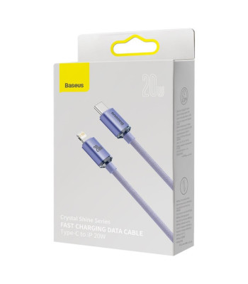 "Baseus" kabelis "Crystal Shine" USB-C - "Lightning" 2,0 m 20W violetinės spalvos