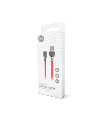 Setty kabelis USB - microUSB 1,0 m 3A FC-M raudonas - be pakuotės